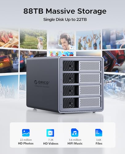 ORICO 3.5" SATA to USB 3.0 Aluminum Hard Drive Docking Station 4 SSD/HDD Slot with Power Supply and Fan Support RAID 0/1/5/10 (9848RU3)