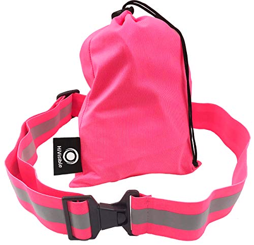 High Visibility Reflective Belt, Army PT Belt. Reflective Running Gear for Men and Women for Night Running Cycling Walking. Military Safety Reflector Strips (Pink Belt + Bag) - Thumbnail 4