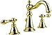 Derengge Gold Finish Bathroom Faucet 8 Inch Widespread Faucet Polished BrassTwo-Handle Sink Faucet 3 Hole with Brass Pop up Drain Assembly,Polished Brass F-8303-PB