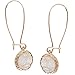 Humble Chic Simulated Druzy Threaders - Upside-Down Long Hoop Dangle Drop Earrings for Women, Simulated Opal, Sparkly Pearly White, Opalescent, Simulated Moonstone, Gold-Tone