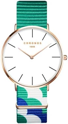 Yeefant Simple Trendy Student Couple Nylon Band Analog Quartz Round Wrist Men's Fine Business Vintage Fashion Trend Belt Watch,Band Width 0.8 Inch,Band Length 10.2 Inch