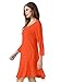 JollieLovin Women's Casual Swing 3/4 Sleeve Pockets T-shirt Loose Dress (Orange, 1X)