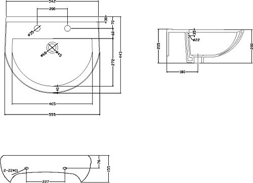 Nuie CIV002 Basin, White, Full Ped - Image 5