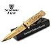 Snake Eye Tactical Gold Titanium Coated Handle Assisted Open Folding Drop Point Blade Pocket Knife Self Defense Everyday Carry