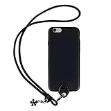 pzoz Case Compatible iPhone 6 Plus Lanyard Case, Silicone Case Cover Holder Long Hanging Neck Wrist Strap Outdoors Travel Necklace Compatible iPhone 6 Plus/6S Plus (Black)