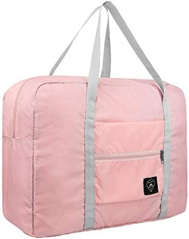 X charmer Duffle Bag 32L Ultra Lightweight Foldable Packable Overnight Holdall Waterproof Travel Handbag Shoulder Organizer Storage Carrying Bag for Shopping Gym Luggage Sports Camping (Pink)