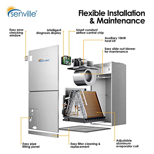 Senville 4 Ton Central Air Conditioner Heat Pump Split System, 48,000 BTU, Inverter, Variable Speed, 10KW AUX, 208/230V
