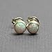 Kathy Bankston Handmade Opal Gemstone Stud Earrings for Women and Girls, 4mm Round Bezel 925 Sterling Silver (created-opal)