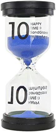 Hourglass, AblueA Sand Timer 10 Minutes Timing Device Sandy Clock Desk Display for Office Home Kitchen (Black Lids and Blue Sand)