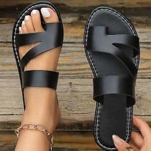 Women's Plus Size Flat Sandals, New Summer Casual Beach Slides, Comfortable Open Toe Slip On Shoes