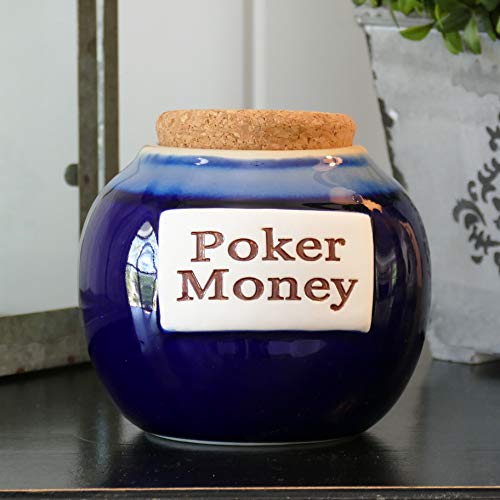 Tumbleweed Cottage Creek Poker Gifts Round Ceramic Poker Money Jar Poker Piggy Bank Poker Money Coin Bank/Gifts for Men [Blue] - Thumbnail 4