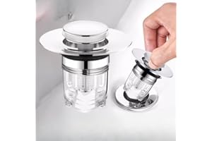 Self-Sealing Sink Drain Filter with Valve - Universal Anti-Clog Bathroom Basin & Bathtub Strainer, Removable Hair Catcher & W
