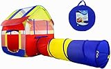 Kiddey Kids Playhouse Tent With Tunnel -Pop Up no Assembly Required- Large Indoor & Outdoor Play Tent For Boys & Girls, With Convenient Carry Case for Easy Storage and Travel, Perfect Gift For Kids
