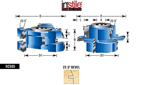 Amana Tool SC568 2-PC Carbide Tipped 3-Wing Instile & Rail Adjustable Concave Tongue & Groove Cabinet Door 2-3/8 D x 1-1/16 to 1-21/64 CH x 1/2 & 3/4 Bore Shaper Cutter Set for 5/8 to 1-1/4 Material - Thumbnail 2