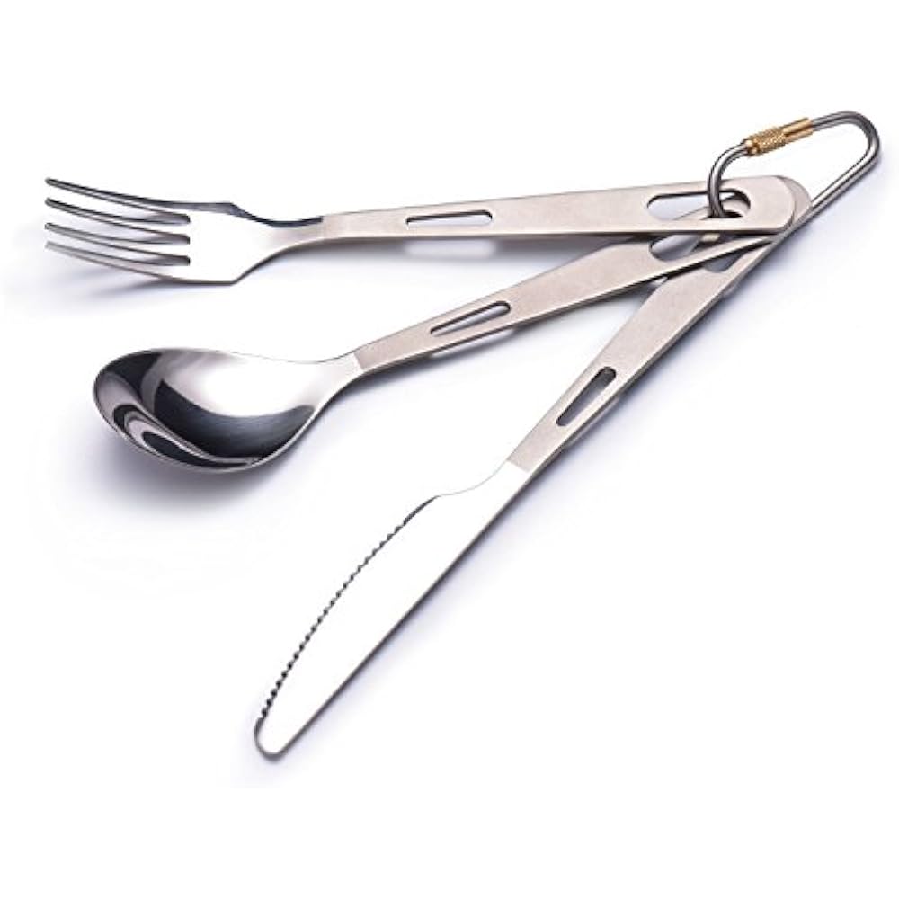 Titanium Utility Cutlery Set, Ultralight And Durable Knife Fork Spoon