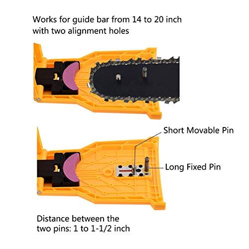 VANZO Chainsaw Sharpener Portable Bar-Mount Chain Saw Sharpening Tool Compatible with 14-20 Inch Chian Saw with Two Holes