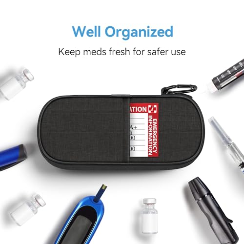 KOWVOWZ Insulin Cooler Travel Case, Portable Diabetic Medication Insulated Cool Organizer, Insulin Cooling Bag with 1 Reusable Ice Packs for The Daily Life and Trip