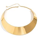 liveliwithmin Chunky Gold Choker Necklace Exaggerated Big Statement Cuff Chunky Necklace for Women African Tribe Wide Metal Collar Necklace Jewelry