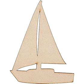 24 Pieces Unfinished Nautical Wood Cutouts for Crafts, Wooden Sailboat, Mermaid, Anchor, Ship Wheel for DIY Projects 41GYbwUXm9L