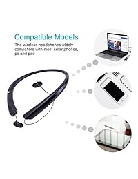 LISN   Auriculares deportivos Bluetooth inalámbricos para el cuello con auriculares retráctiles, estéreo, resistentes al sudor, cancelación de ruido en los oídos, 7   8 horas, tiempo de reproducción con micrófono