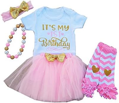 LMC Set Of 5 First Birthday Baby Girl Outfit Complete Set (Pink)