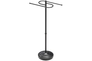 Gatco 1505MX Modern Round Base Floor Standing S Style Towel Holder, 38" H, Matte Black