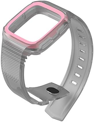 Wenicaca Fitbit Versa Bands with Cover for Women Men TPU Sport Strap Replacement with Ventilation Holes for Fitbit Versa Fitness Smart Watch (Black+Pink)