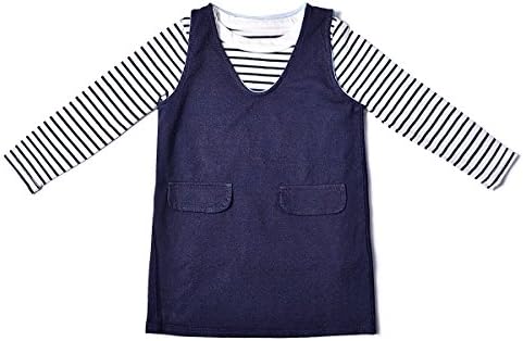 Toddler Girls Fall Clothes Set Navy Tank Dress Striped T-shirt (6t)