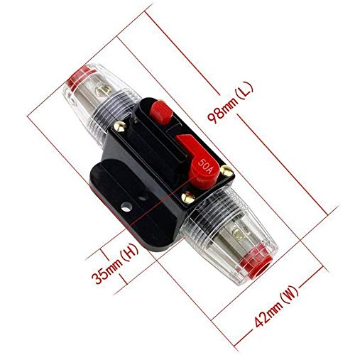 Car Audio Inline Fuse Breaker - 50A Reset Circuit Breaker Fuse Holders for Stereo Switch System Protection 12V-24V DC