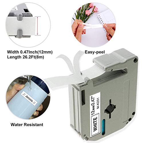 Freshworld Compatible Label Tape Replacement for 12mm 0.47Inch Ptouch Brother M Tape MK131