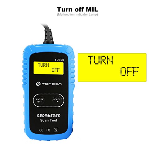 TT TOPDON Car Diagnostic Scan Tool, TD300 Code Reader for Check Engine Light Turnoff, I/M Readiness Check, Coming with 7000 DTC Definitions Dictionary on Manual and Blue Main Unit (Packing) - Thumbnail 2