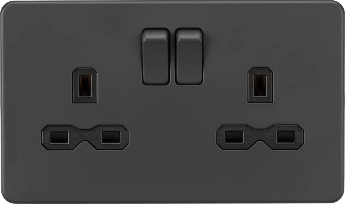 Knightsbridge SFR9000 Screwless 13A 2G DP switched double socket - Anthracite