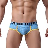 Men's Underwear,Neartime Thin Boxers Light Men Shorts Briefs Musical Note Type (L, Blue)