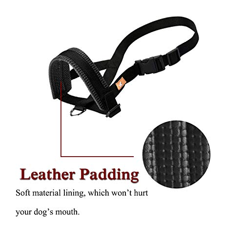 wintchuk Basic Dog Muzzle Prevent from Taking Off by Dogs for Small,Medium and Large Breed,Stop Puppy Biting and Chewing (XL,Black)