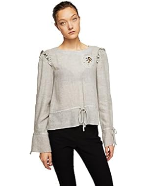 Women's Crystal Detail Wool-Blend Blouse