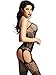 Amoretu Womens Crotchless Fishnet Bodystocking Jumpsuit Suspender Stockings Black