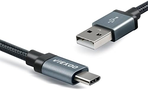 USB Type c Cable VIEKOO 6.6Ft(2M) Nylon Braided Cable with Reversible Connector USB Charger for New Macbook 12 inch, ChromeBook Pixel, Nokia N1 Tablet and Other Devices,Black