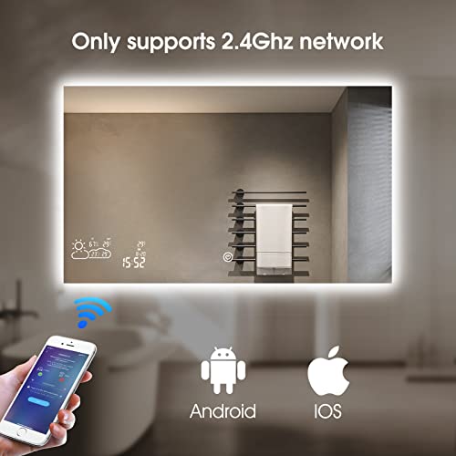 BYECOLD 40”x24” Smart Bathroom Mirror WiFi Enabled Weather Display