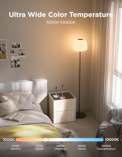 Govee Lantern Floor Lamp, Halo Gradient RGBIC Smart Corner Lamp with LuminBlend+, 1000K-10000K, Matter Compatible, 100+ Scene Modes, Music Sync, 1400lm, Modern Floor Lamps for Living Room, Black