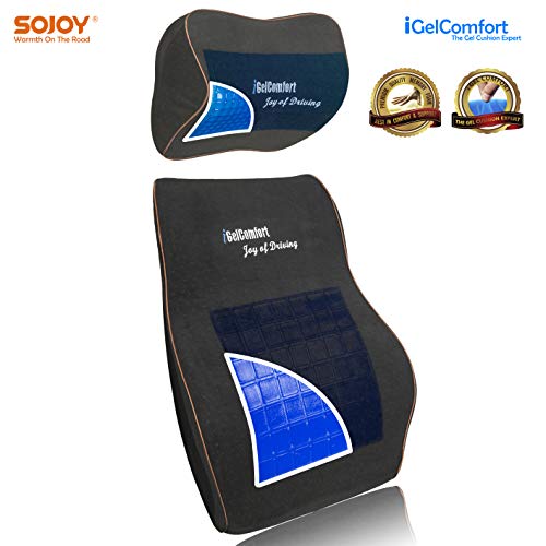 Sojoy iGelComfort Enhanced Multi-Use (Car/Truck/Office/Home/Outside) Gel Seat Cushion with Memory Foam (Black) (19x15x5)