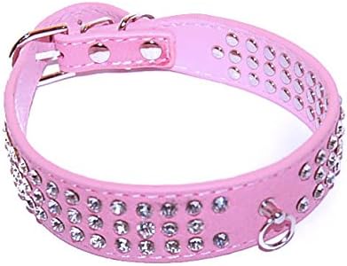 Pet Palace"Debonair Doggy Suede Diamante Studded Luxury Collar for Dogs of Distinction (PETAL PINK LARGE)