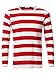 VETIOR Men's Cotton Red White Striped Shirt Waldo Costume Round Neck Long Sleeve