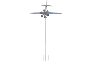 Airplane Weather Vane Iron Stainless Steel Outdoor Wind Spinner for Garden Patio Lawn Yard Blue