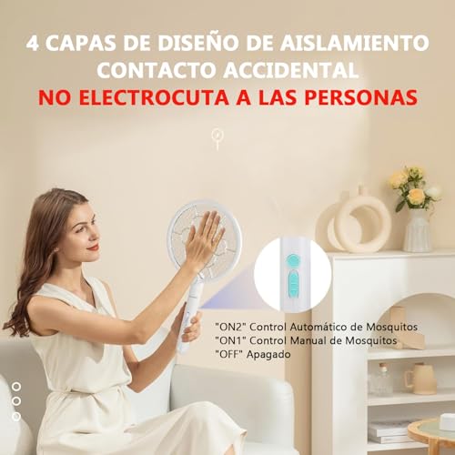 Gluckluz Raqueta Mosquitos Eléctrica, Matamoscas Electrico Recargable con USB Base, Antimosquitos Eléctrica con Luz Ultravioleta para Matar Mosquitos, Batería de 1200mAh (1)