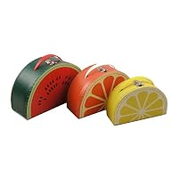 kidSTYLE Cargo Vintage Travelers Mini Suitcases, Set of 3, Mixed Fruit Print Watermelon/Orange/Lemon