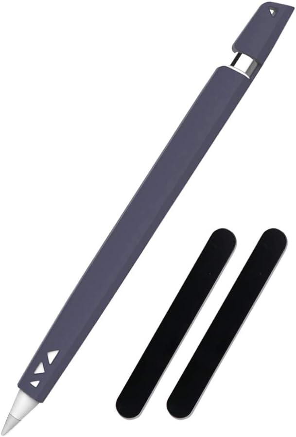 Magnetic Sleeve Compatible with Apple Pencil, Accessories Silicone Case, Anti Slip Skin Pouch Adapter Holder Bag Grips Protective Cover with Cap for iPad Pro 12.9,10.5, Navy Blue