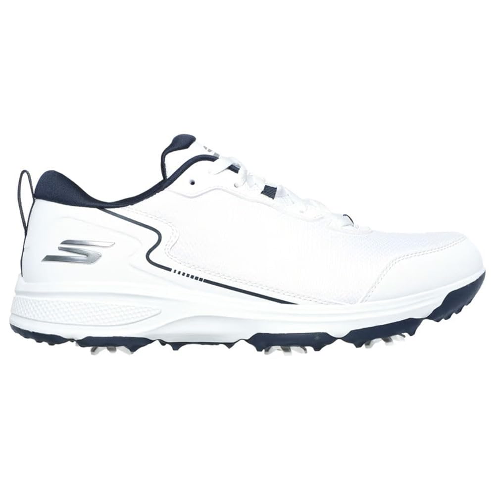 Skechers Men's Men's Torque Sport Fairway Relaxed Fit Spiked Golf Shoe, White Navy, 12.5 Image