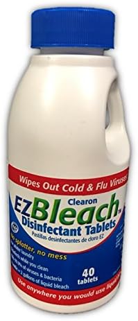 Clearon EZ Bleach Disinfectant Tablets for Whiter Laundry and Disinfecting- 40 Per Bottle
