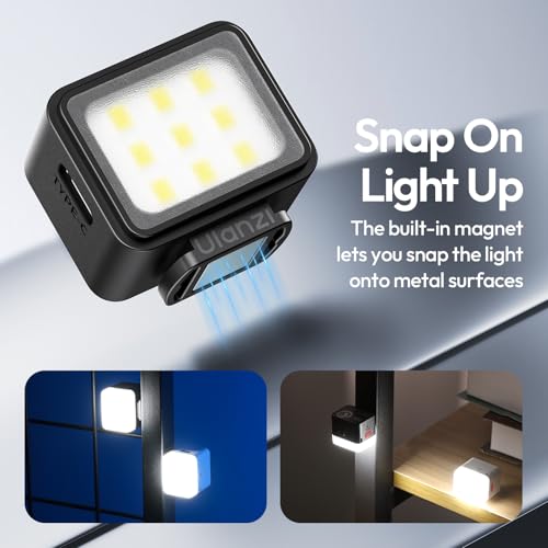 ULANZI DG01 Mini Cube Phone Light Portable LED Camera Light for DJI OSMO Pocket 4/3 Action Camera Sony zv-e 10 Canon r550,Support Magnetic Attraction & Type-C Charging for ULANZI JJ02 Tripod