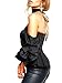 Glamaker Women's Sexy Off Shoulder Blouse Crop Tops Shirt with Ruffle Sleeves M 4/6 Black